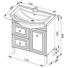 Тумба белый 71 см Aquanet Стайл 00181499