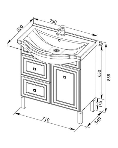 Тумба белый 71 см Aquanet Стайл 00181499