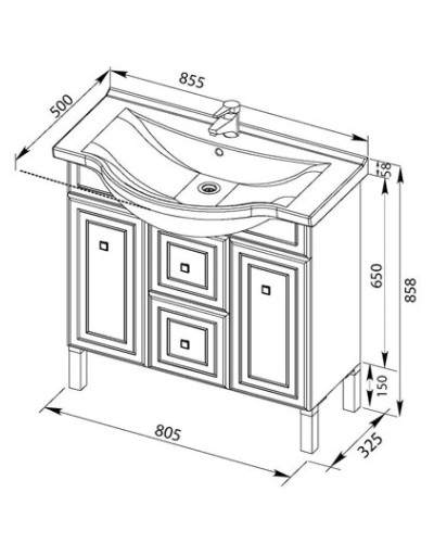 Тумба белый 80,5 см Aquanet Стайл 00181502