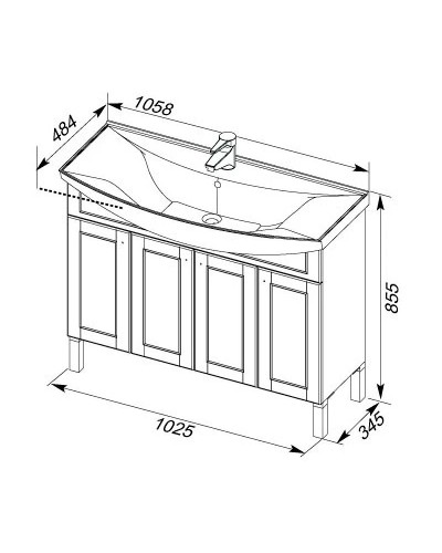 Тумба белый/патина серебро 102,5 см Aquanet Честер 00182630