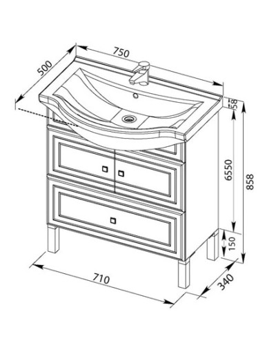 Тумба белый 71 см Aquanet Стайл 00181500