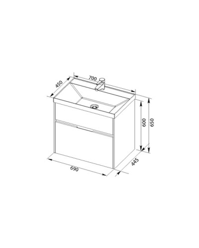 Тумба белый 69 см Aquanet Латина 00180032
