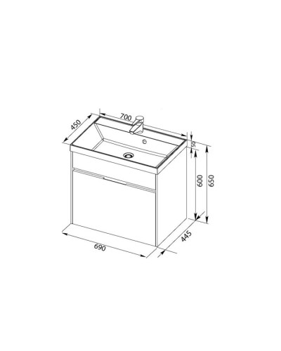 Тумба белый/бордо 69 см Aquanet Латина 00180002