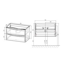 Тумба под раковину Vincea Paola VMC-2P800BT подвесная Beton