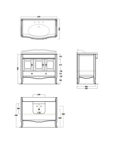 Тумба белый глянец 97 см Simas Arcade ARMC105 bi/cr