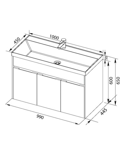 Тумба белый/черный 99 см Aquanet Латина 00179927