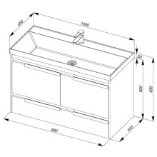 Тумба белый/черный 99 см Aquanet Тиволи 00180067