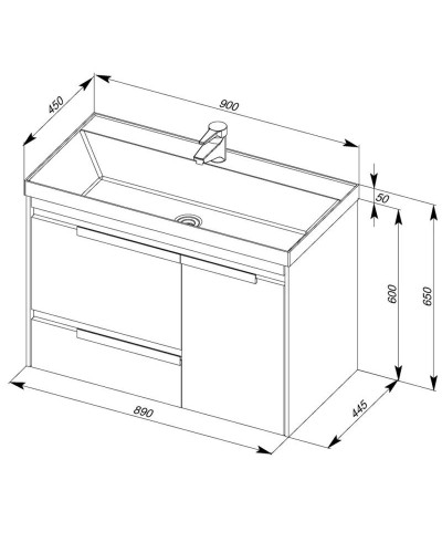 Тумба белый 89 см Aquanet Тиволи 00180056