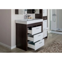 Тумба венге/белый 96 см с бельевой корзиной Aquanet Тиана 00172680