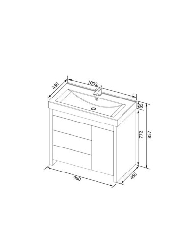Тумба венге/белый 96 см с бельевой корзиной Aquanet Тиана 00172680