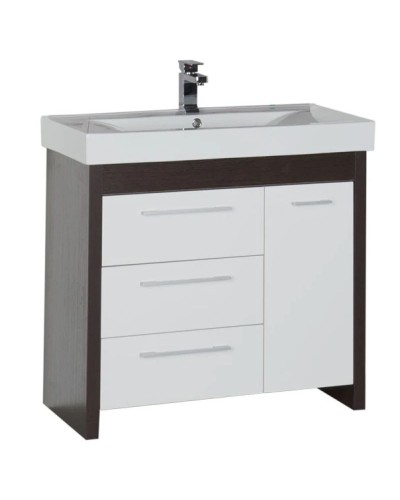 Тумба венге/белый 96 см с бельевой корзиной Aquanet Тиана 00172680