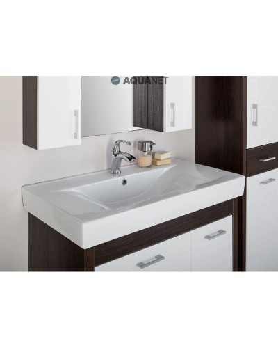 Тумба венге/белый 96 см с бельевой корзиной Aquanet Тиана 00172680