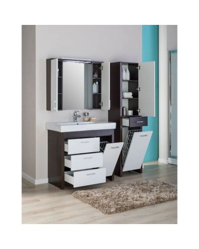 Тумба венге/белый 96 см с бельевой корзиной Aquanet Тиана 00172680