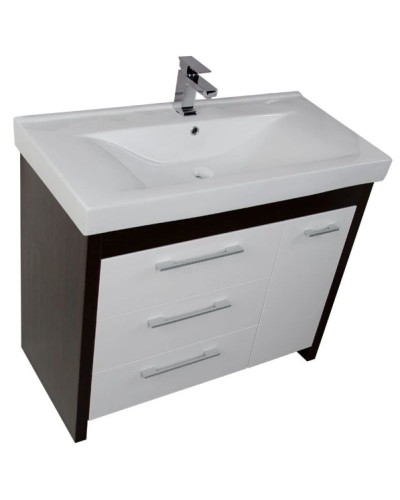 Тумба венге/белый 96 см с бельевой корзиной Aquanet Тиана 00172680