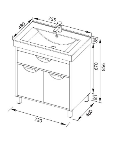 Тумба белый/венге 72 см Aquanet Гретта 00171584