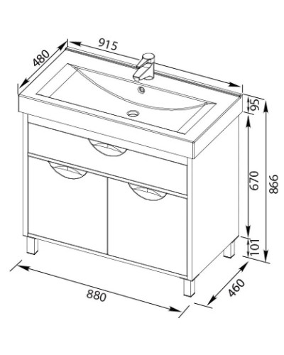 Тумба белый/венге 88 см Aquanet Гретта 00177068