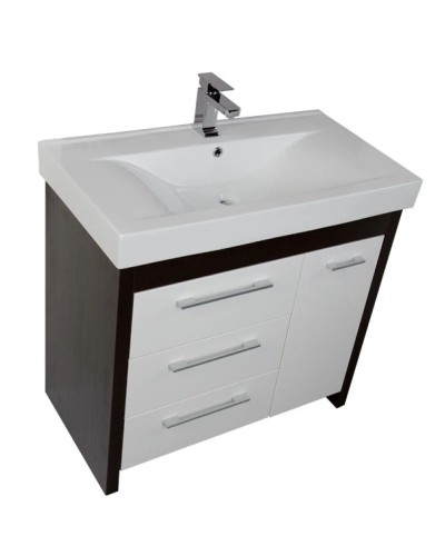 Тумба венге/белый 88 см с бельевой корзиной Aquanet Тиана 00177070