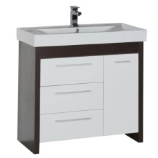 Тумба венге/белый 88 см с бельевой корзиной Aquanet Тиана 00177070