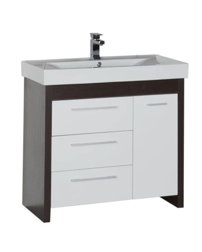 Тумба венге/белый 88 см с бельевой корзиной Aquanet Тиана 00177070