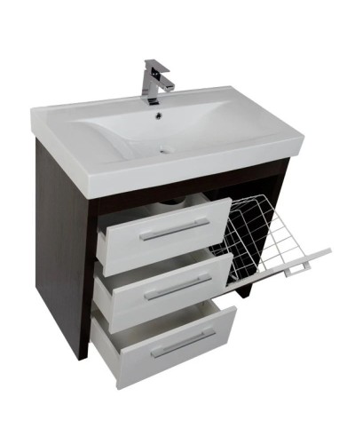 Тумба венге/белый 88 см с бельевой корзиной Aquanet Тиана 00177070