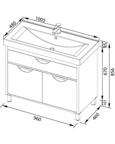 Тумба белый 96 см Aquanet Гретта 00179199