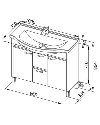 Тумба белый дуб 96,5 см Aquanet Донна 00169182