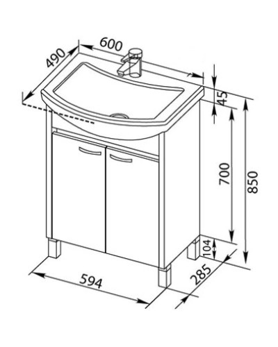 Тумба венге 59,4 см Aquanet Донна 00168941