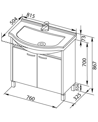 Тумба венге 76 см Aquanet Донна 00168942