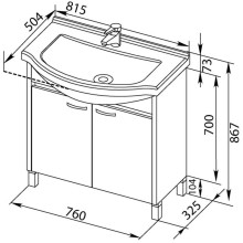 Тумба белый дуб 76 см Aquanet Донна 00169042