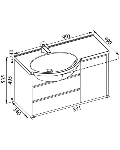 Тумба белый 89,1 см Aquanet Лайн 00164936