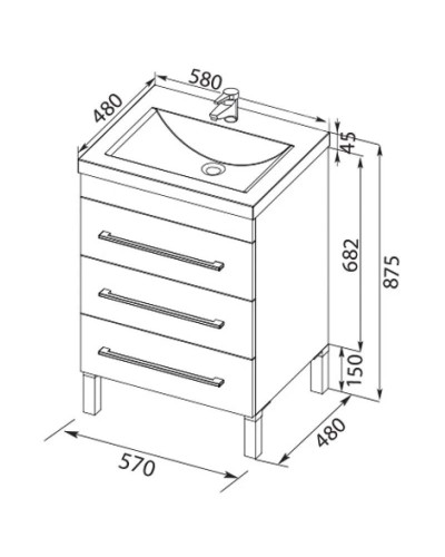 Тумба белый 57 см Aquanet Верона 00178253