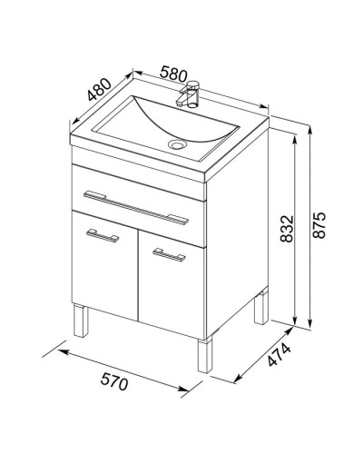 Тумба белый 57 см Aquanet Верона 00182507