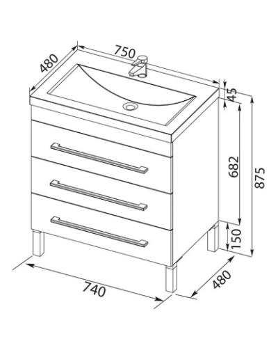 Тумба белый 74 см Aquanet Верона 00178254