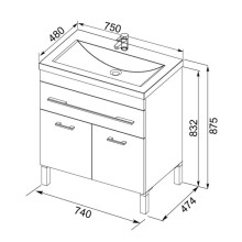 Тумба белый 74 см Aquanet Верона 00182706