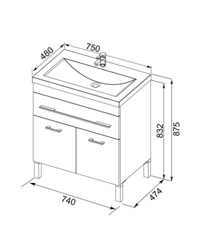 Тумба белый 74 см Aquanet Верона 00182706