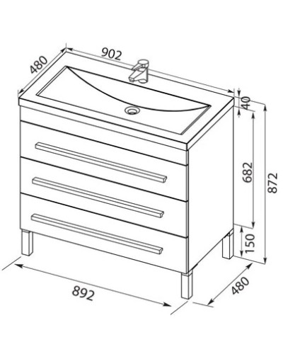 Тумба белый 89,2 см Aquanet Верона 00178470