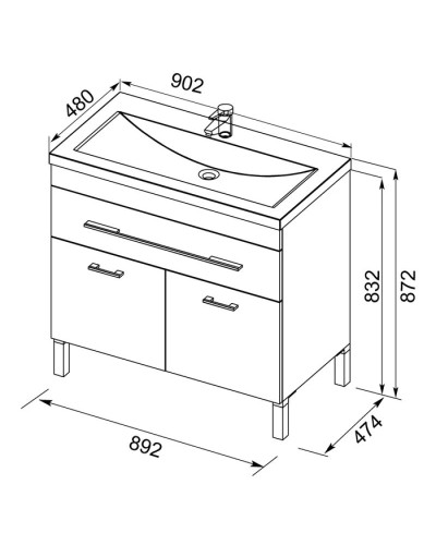 Тумба белый 89,2 см Aquanet Верона 00182708