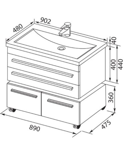 Тумба белый 89 см Aquanet Верона 00172335