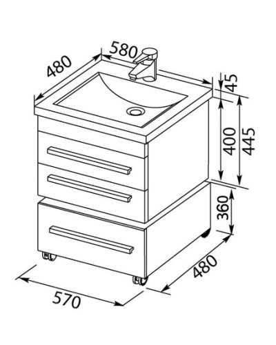 Тумба белый 57 см Aquanet Верона 00176667