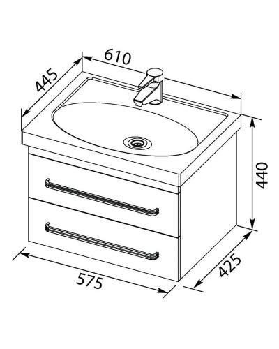 Тумба черный 57,5 см Aquanet Сиена 00189235