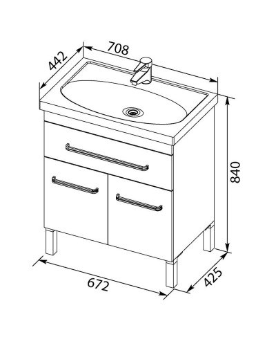 Тумба черный 67,2 см Aquanet Сиена 00189222