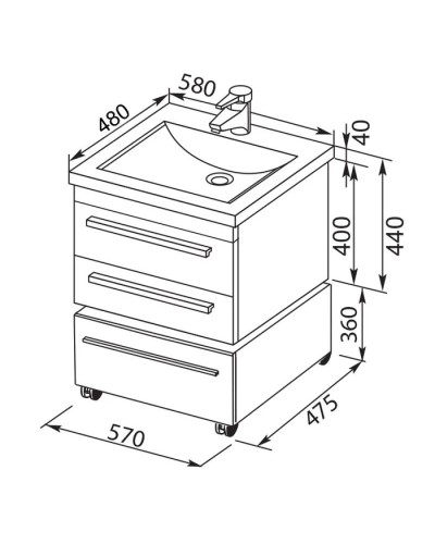 Тумба белый 57 см Aquanet Нота 00171483