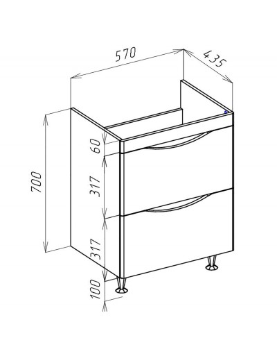 Тумба под раковину Bellezza Санриса 60 4630109660360 Серебро