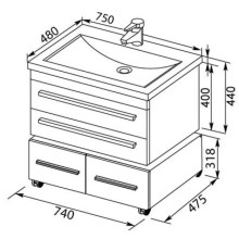 Тумба белый 74 см Aquanet Нота 00171487