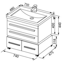 Тумба светлый дуб 74 см Aquanet Нота 00171489