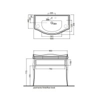 Тумба черный глянец 90 см Kerasan Retro 7363K4