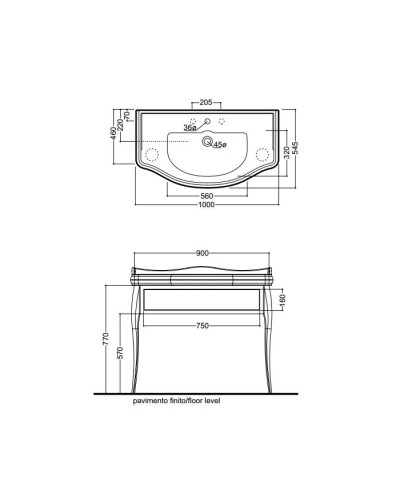 Тумба черный глянец 90 см Kerasan Retro 7363K4