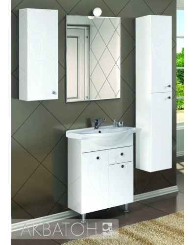 Тумба белый глянец 61,4 см с бельевой корзиной Акватон Лиана 1A165801LL010