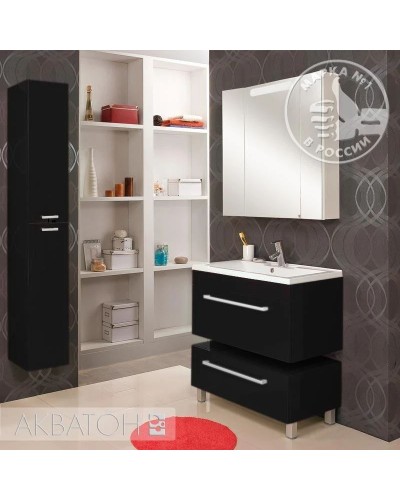 Тумба Мадрид 80 М черный глянец Акватон 1A126801MA950