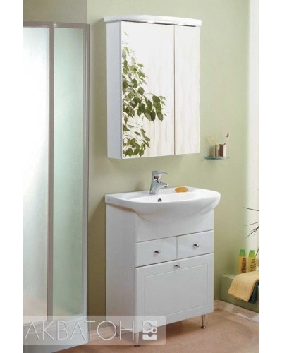 Тумба белый глянец 61 см с бельевой корзиной Акватон Норма 1A054901NO010